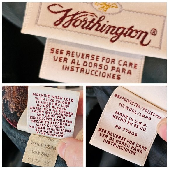 VTG 80s 90s Womens XL Dark Green Maroon Paisley Evening Blazer‎ One Button Thin - Picture 7 of 9